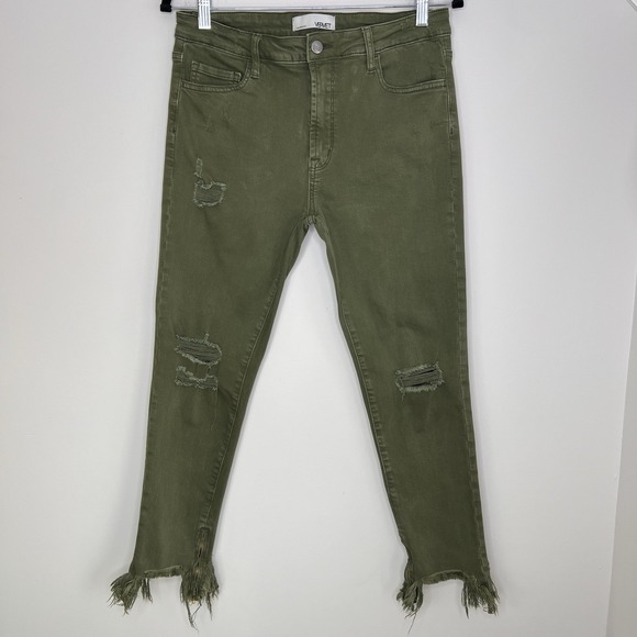 Vervet Jeans Womens Sz 30 Distressed High‎ RiseFrayed Hem Green - Picture 1 of 9